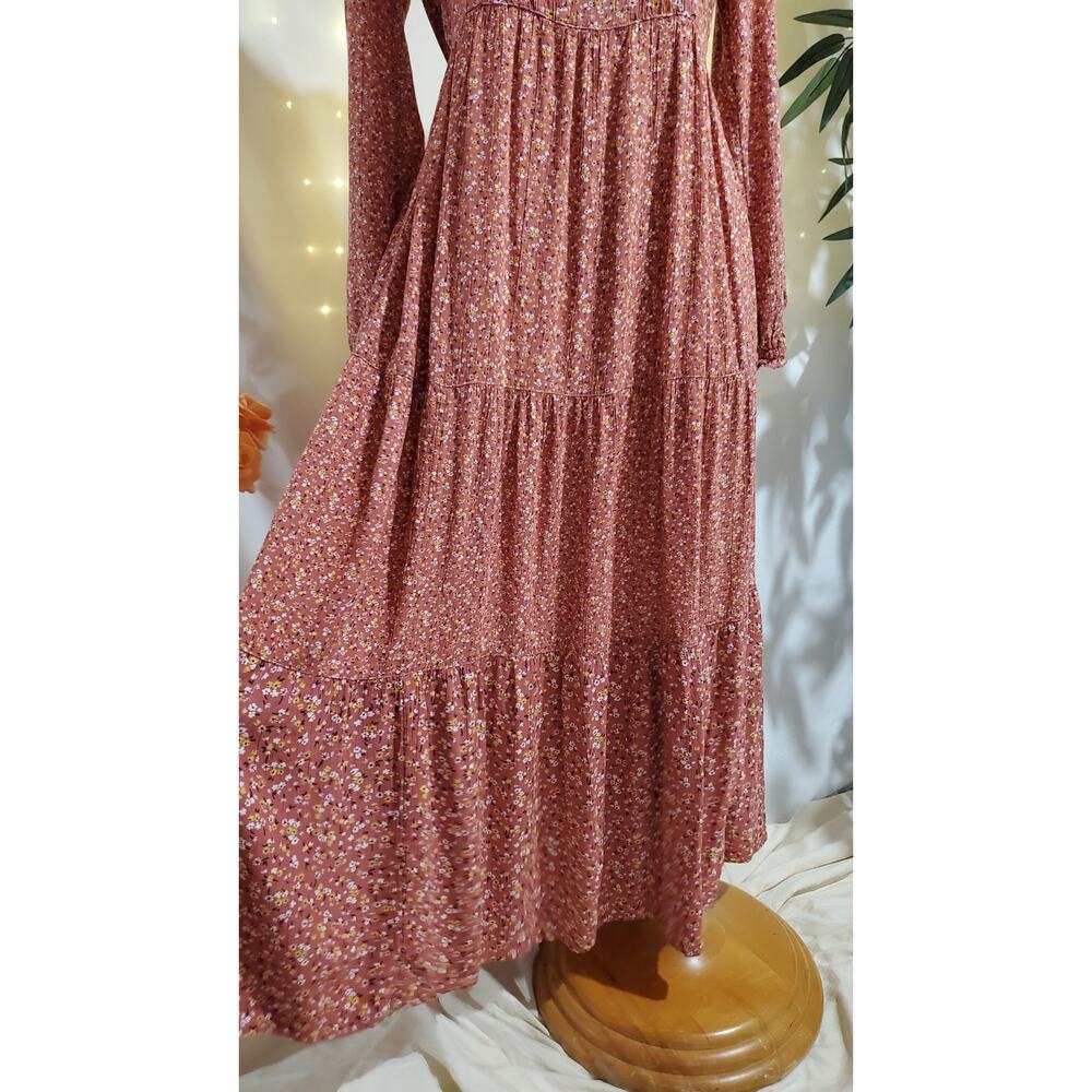 FatFace Maye Sunshine Ditsy Tiered Prairie Maxi Dress Womens Size 4 Cottage Pink - Picture 7 of 14